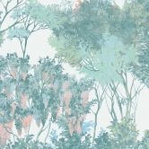 floral fleece wallpaper with trees white green - watercolour wallpaper beige 