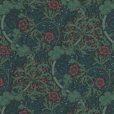 Tapete mit Blumenranken und Blüten Grün Rot - Blumen-Vliestapete floral 