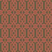 Papier peint rétro style graphique vert orange - papier peint intissé vintage géométrique 
