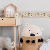 Lovely Kids selbstklebende Kinderzimmer Bordüre Relaxed Lamas mit süßen Lamas und Kakteen 