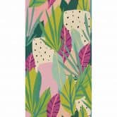 Fotobehang kleurrijk groen roze - junglebehang modern met bladeren - Vliesbehang 