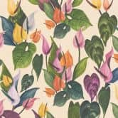 Florale Tapete Anthurien Bunt auf Creme – Tropische Blumentapete – Vliestapete 