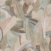 Abstrakte Blätter-Tapete in Beige Grün Blau – Sanfte Naturtöne – Vliestapete 