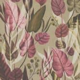 Botanisk tapet beige pink - Tapet med mønster og blade - Ikke-vævet tapet 