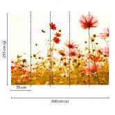 Grøn og pink non-woven tapet Designwalls FlowerMeadow natur valmuer 