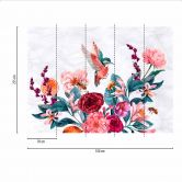 Nature Flying Colibri tapet i grå rød - nonwoven tapet Designwalls 2 - 2,55 x 3,5 m 