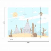 Fototapete Kinderzimmer Western in blau gelb - Vliestapete Designwalls 2 - 2,55 x 3,5 m 