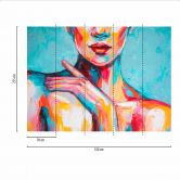 Fototapete Kunst AcrylGirl in blau gelb - Vliestapete Designwalls 2 - 2,55 x 3,5 m 