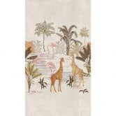 Safari-Tapete Beige Bunt - Vliestapete mit Giraffen & Palmen für Wohnzimmer & Kinderzimmer 