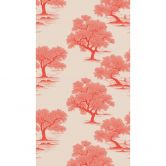 Baum-Tapete Rot Beige - Vliestapete mit Naturmotiv für Wohnzimmer & Schlafzimmer 