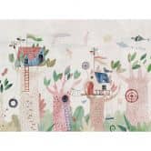 Wall mural children's room tree house colourful - Non-woven wallpaper with playground motif for baby room 