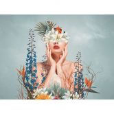 Papier peint photo femme avec motif floral multicolore - papier peint intissé pour salon contemporain & chambre à coucher 