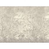 Fototapete Waldszene Sepia Beige - Vliestapete mit Vogel- und Baum-Motiv 