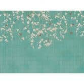 Kersenbloesem turquoise - vliesbehang met bloemenpatroon en vogels 