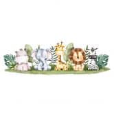 Safari animals baby room wallpaper green white 3,75 x 2,50 m - non-woven children's wallpaper 