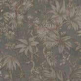 Botanical wallpaper blue brown - exotic floral pattern wallpaper - non-woven wallpaper 