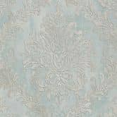 Barock-Tapete Hellblau Silber - Vliestapete mit Ornament-Muster - Elegante Mustertapete 