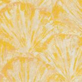 Vinyle expansé avec motif en éventail jaune beige - Papier peint intissé vif brillant 