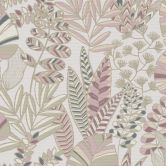 Jungle Papier peint intissé Plantes Rose Blanc Papier peint moderne Feuilles 