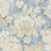 Papier peint floral Vintage bleu beige - papier peint fleuri rétro - papier peint intissé 