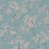 Natur-Tapete Blumen und Blüten Beige Blau - Florale Vliestapete natürlich 
