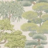 Papier peint intissé Arbres Nature vert crème Papier peint mural Forêt Feuilles Paysage  