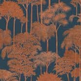 Non-woven wallpaper forest trees palm trees blue brown metallic wallpaper wallpaper nature jungle 