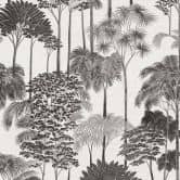 Non-woven wallpaper forest trees palm trees gray black white metallic wallpaper wallpaper nature 