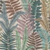 Mustertapete mit Farnblättern Bunt - Florale Tapete Grün Blau Lila 
