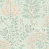 Papier peint intissé avec feuilles style rétro Gris Vert - papier peint floral Fleurs 