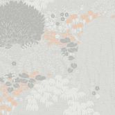 Papier peint à motifs forêt Gris Blanc - papier peint avec accents orange 