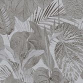 Dschungel-Tapete Ton in Ton Grau - Vliestapete floral mit Blättern  