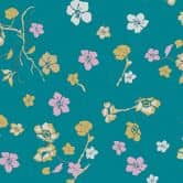 Florale Tapete Blau Grün - Vliestapete Natur - Blumentapete Design 