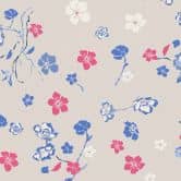 Blumentapete Beige Blau - Vliestapete Floral - Naturtapete Designer 