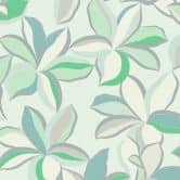 Naturtapete Hawaii Grün Weiß - Vliestapete Design - Blumentapete Floral 