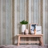 A.S. Création ikke-vævet tapet il Decoro tapet - Maritimt Vintage træoptik, Beige, Blå, Brun 