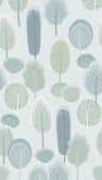 Fotobehang in pastellook groen blauw - kinderkamer behang bomen - Vliesbehang, uittrekbaar 