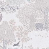 Wald-Tapete mit Tieren Beige Grau - Kindertapete mit Bär & Hirsch 