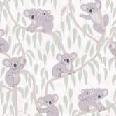 Koala-Tapete Beige Grün - Kindertapete mit Koalas auf Bäumen 