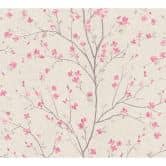 Livingwalls Metropolitan Stories 2 Mio - Tokio Papier peint floral, Marron, Rosa, Blanc 