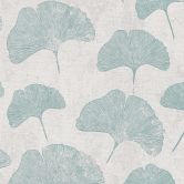Blättertapete Mint Grau - Florale Vliestapete - Tapete Wohnzimmer Schlafzimmer Küche 