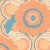 Ikke-vævet tapet farverigt - blomstret tapet i vintagestil - tapet med retro mønster 