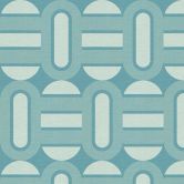 Vintage Grafik-Tapete Blau Türkis - Vliestapete im Retro-Look - Mustertapete 