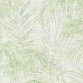 Palmen-Tapete Grün Weiß - Vliestapete mit tropischem Muster und sanftem Look 