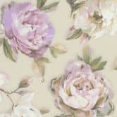Florale Tapete mit Pfingstrosen Beige Rosa – Romantische Blumentapete – Vliestapete 