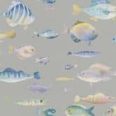 Maritime Tapete Fische Grau Blau - Vliestapete mit Unterwasser-Motiv - Kindertapete 