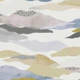 Abstrakte Tapete Berge Aquarell - Vliestapete in Beige Blau Grau - Mustertapete 