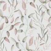 Florale Tapete Blätter Aquarell - Vliestapete in Rosa Grün Beige - Pflanzen-Tapete 