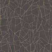 Vliesbehang met abstract patroon in zwart en goud - modern vliesbehang met een elegant lijnenpatroon 