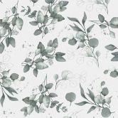 Florale Aquarell-Tapete Grün Grau – Vliestapete mit Blättern – Botanisches Muster 